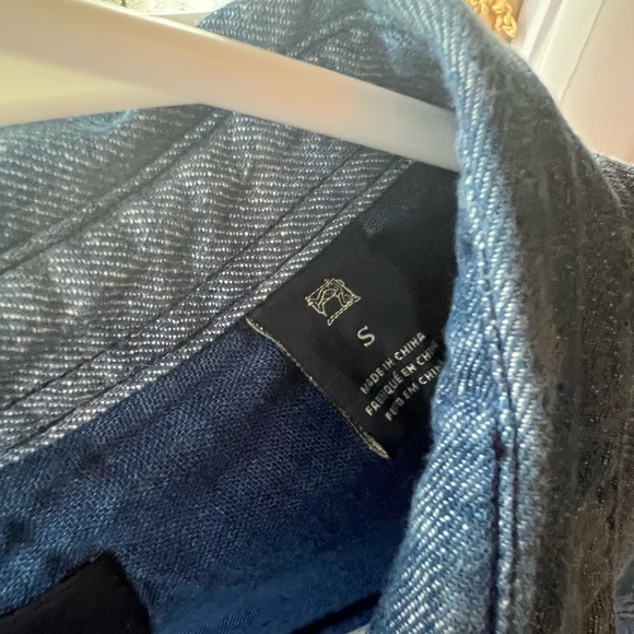 Scotch & Soda Denim Indigo Star Button Up Puff Sleeve Collared Top - Picture 6 of 7